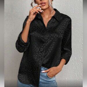 Elegant Black Leopard Print Women's Top
